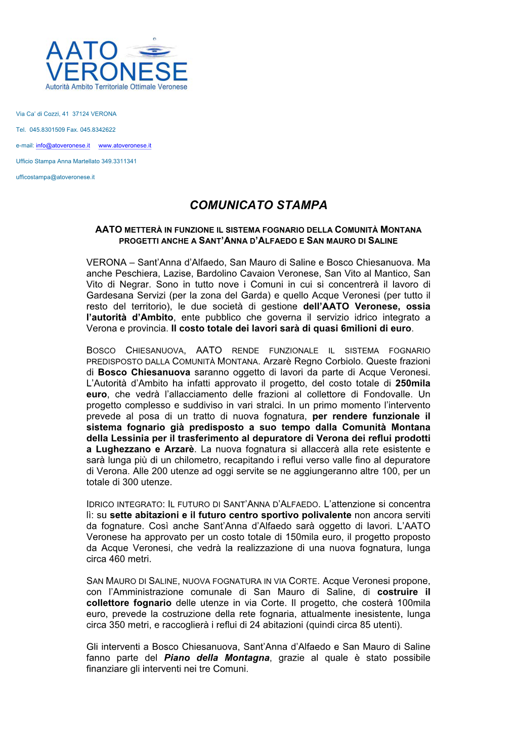 Comunicato Stampa