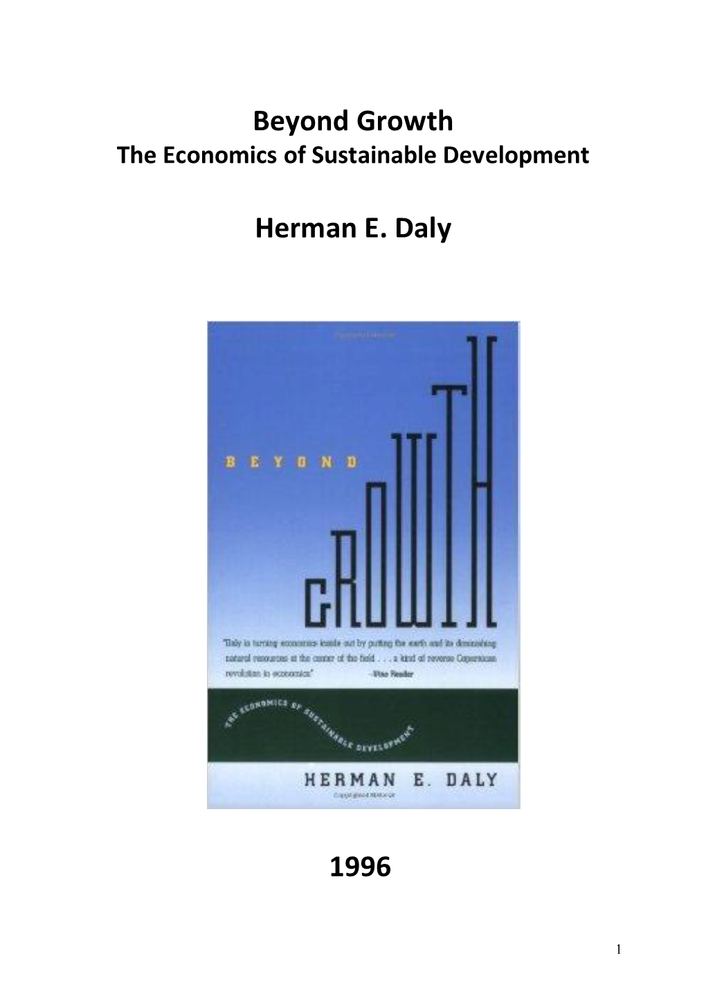 Beyond Growth Herman E. Daly 1996