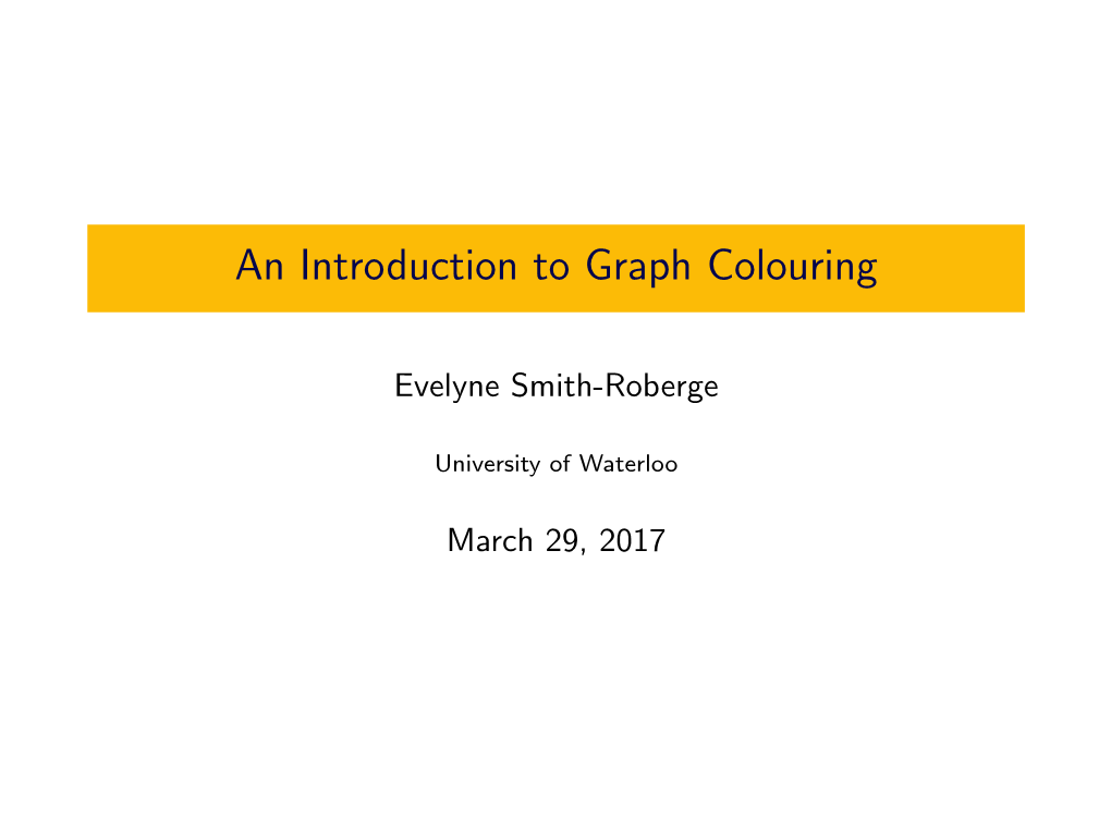 An Introduction to Graph Colouring
