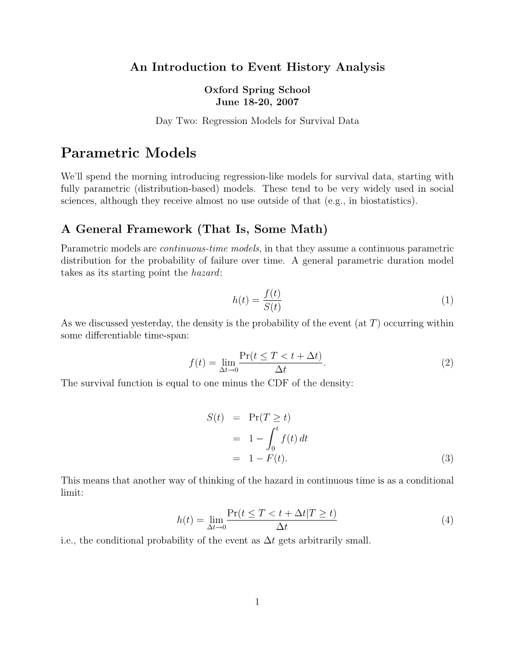 Parametric Models