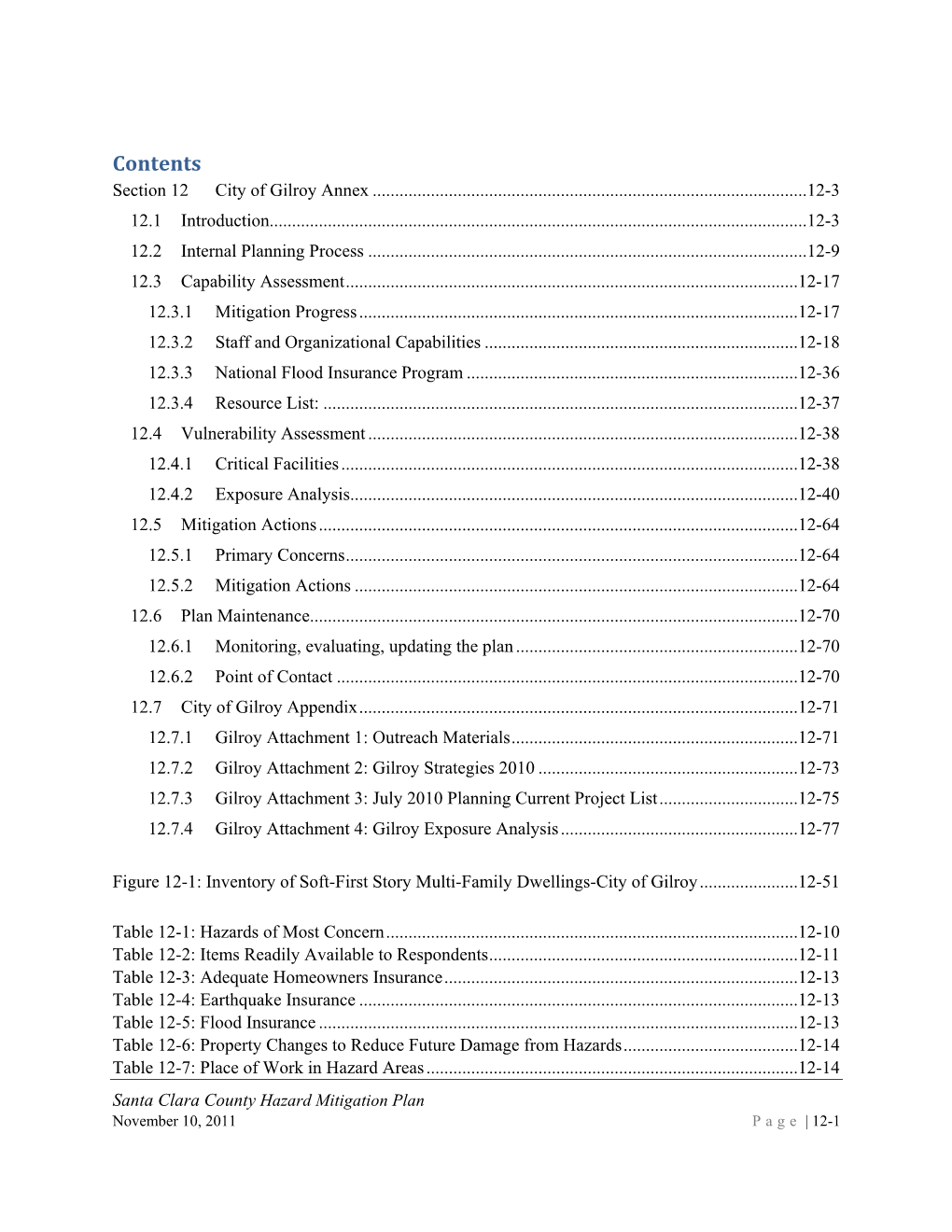 Contents Section 12 City of Gilroy Annex