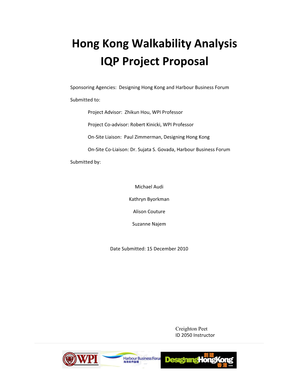 Hong Kong Walkability Analysis IQP Project Proposal