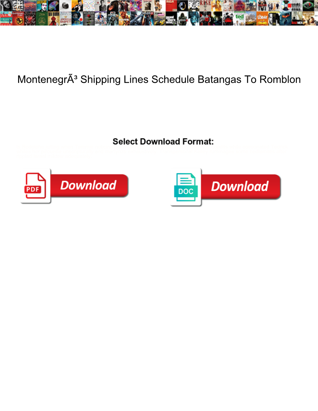 Montenegrã³ Shipping Lines Schedule Batangas to Romblon