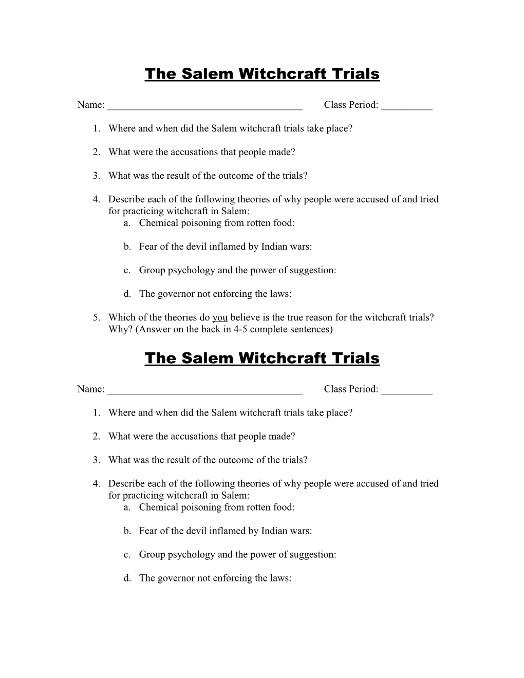 The Salem Witch Trials s1