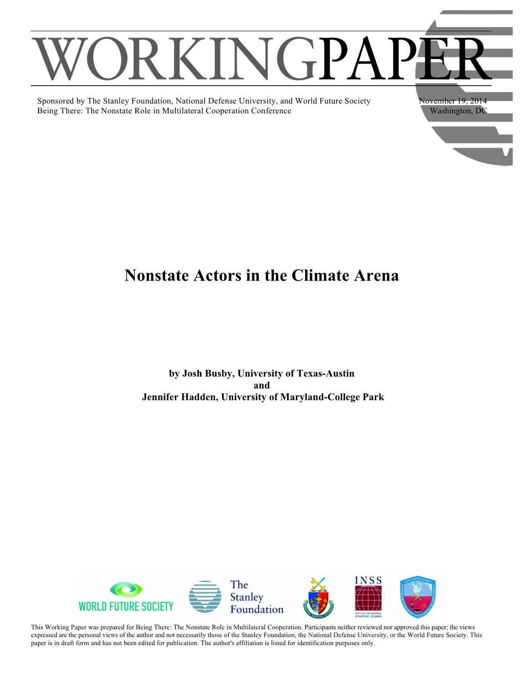 Nonstate Actors in the Climate Arena