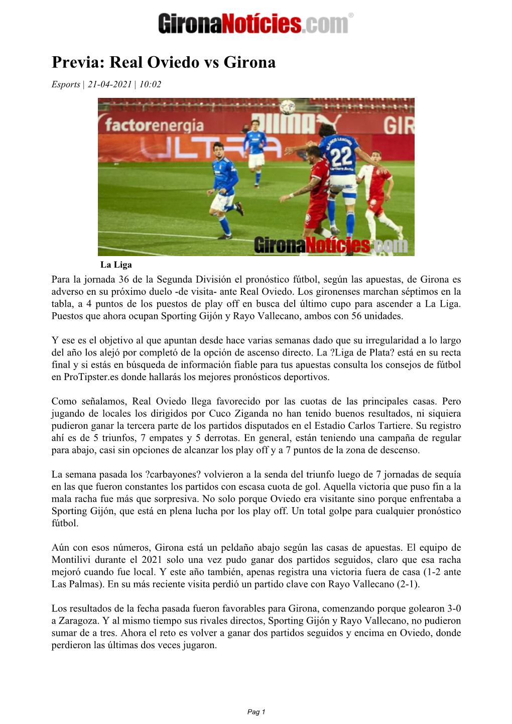 Real Oviedo Vs Girona Esports | 21-04-2021 | 10:02