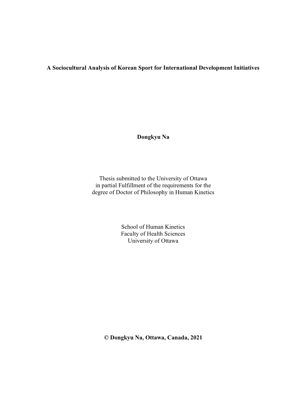 A Sociocultural Analysis of Korean Sport for International Development Initiatives