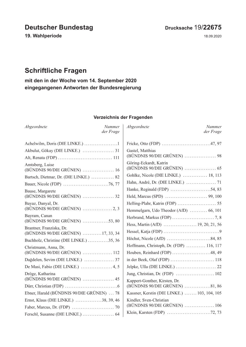 Drucksache 19/22675 19