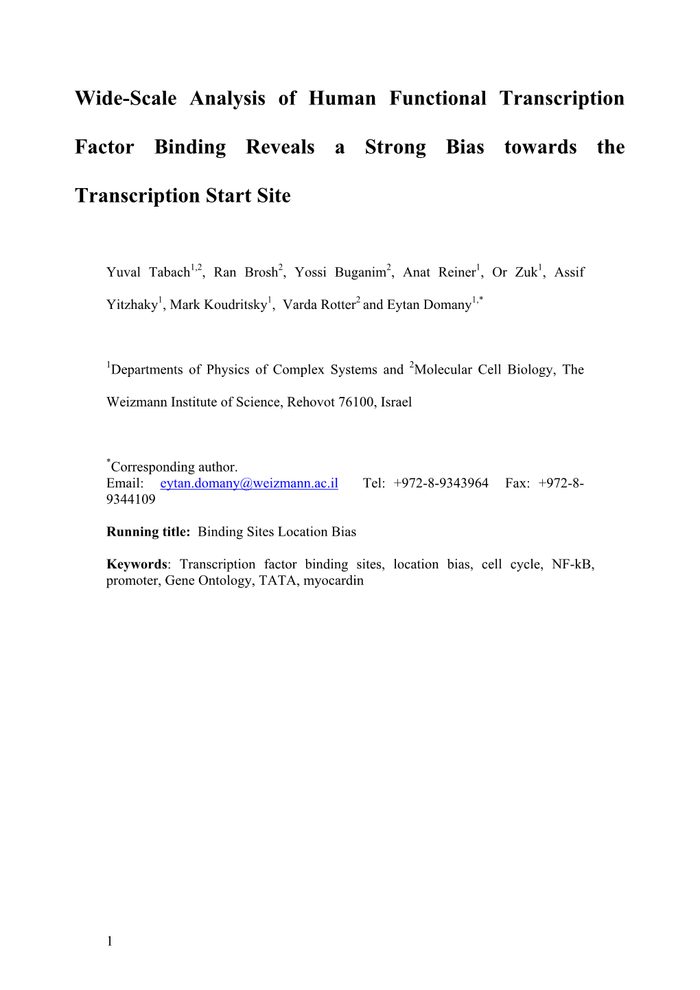 Wide-Scale Analysis of Human Functional Transcription Factor