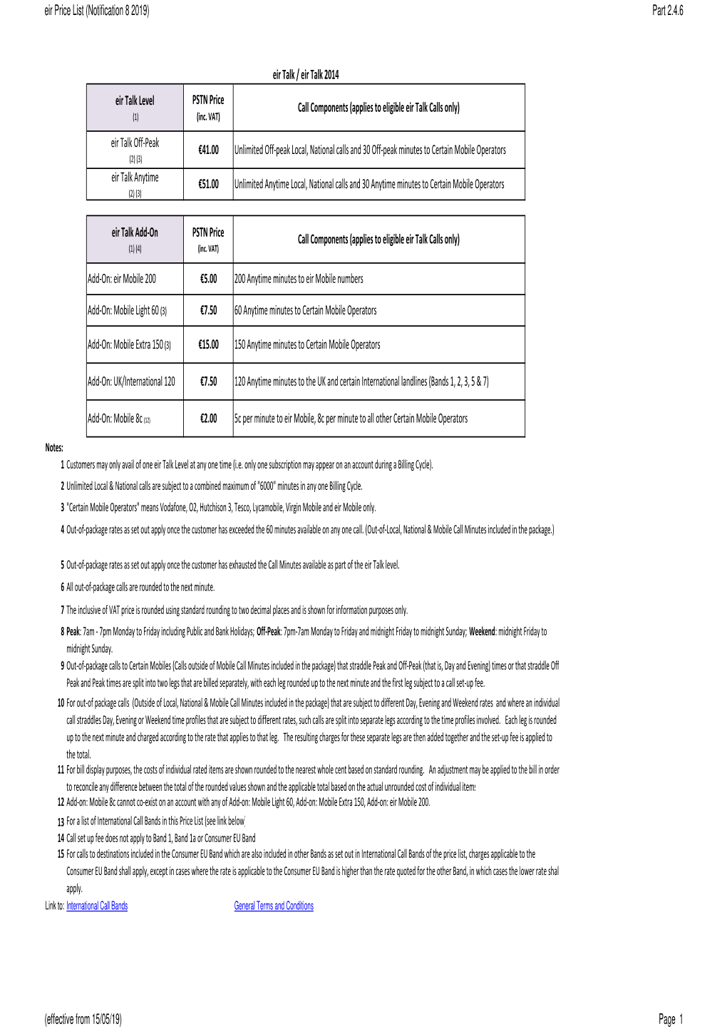 Eir Talk Off‐Peak