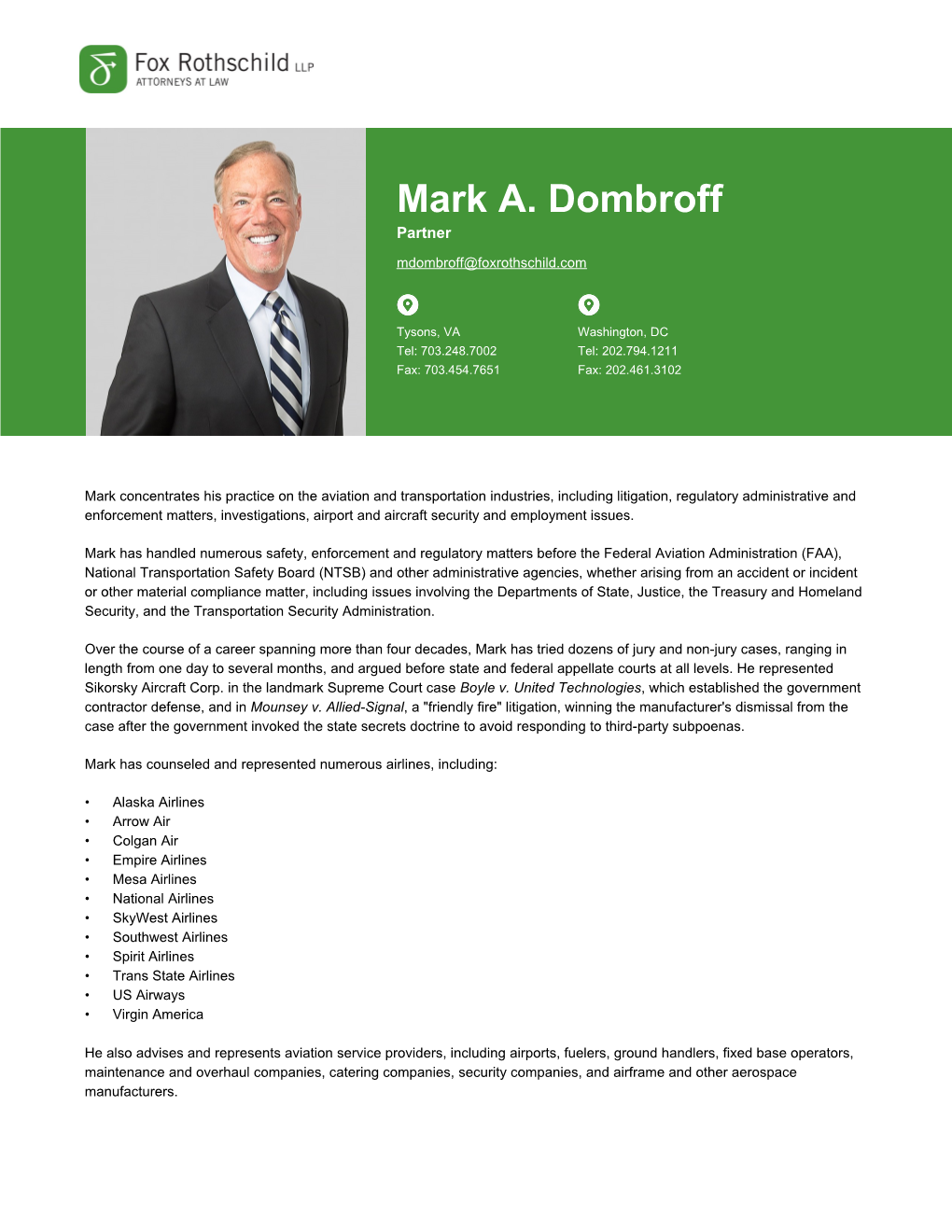 Mark A. Dombroff Partner