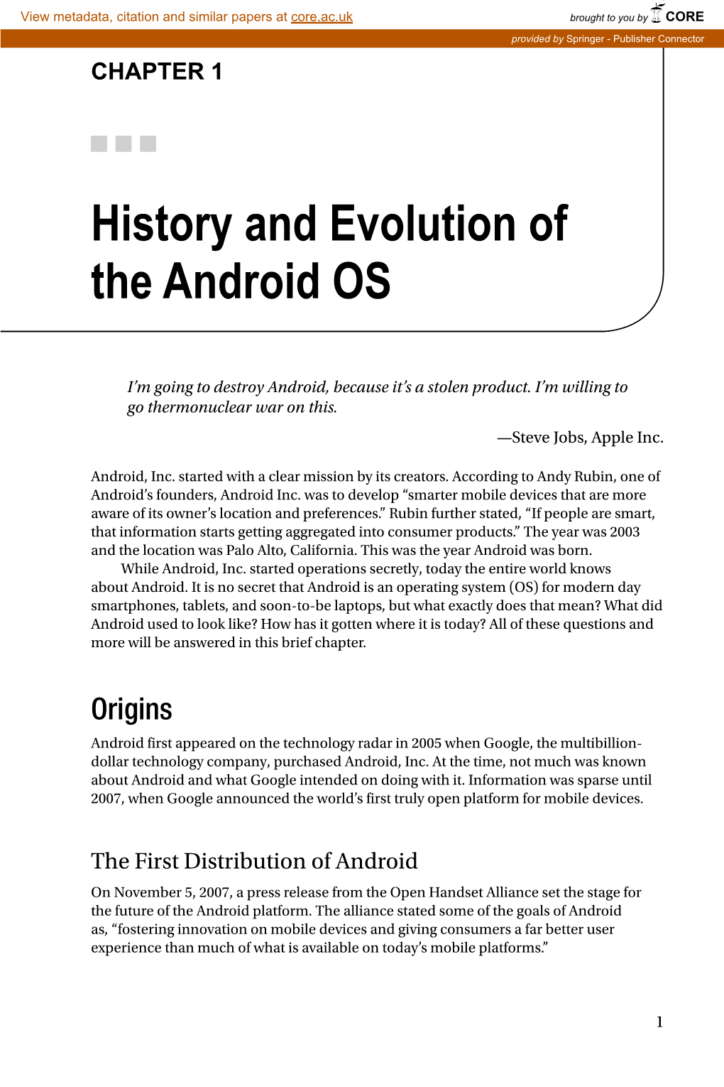 History and Evolution of the Android OS