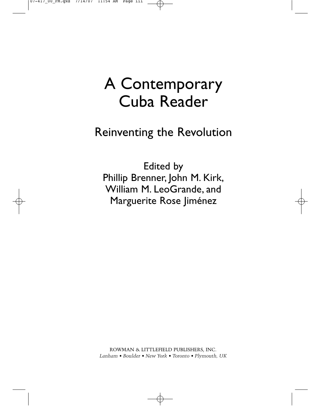 A Contemporary Cuba Reader