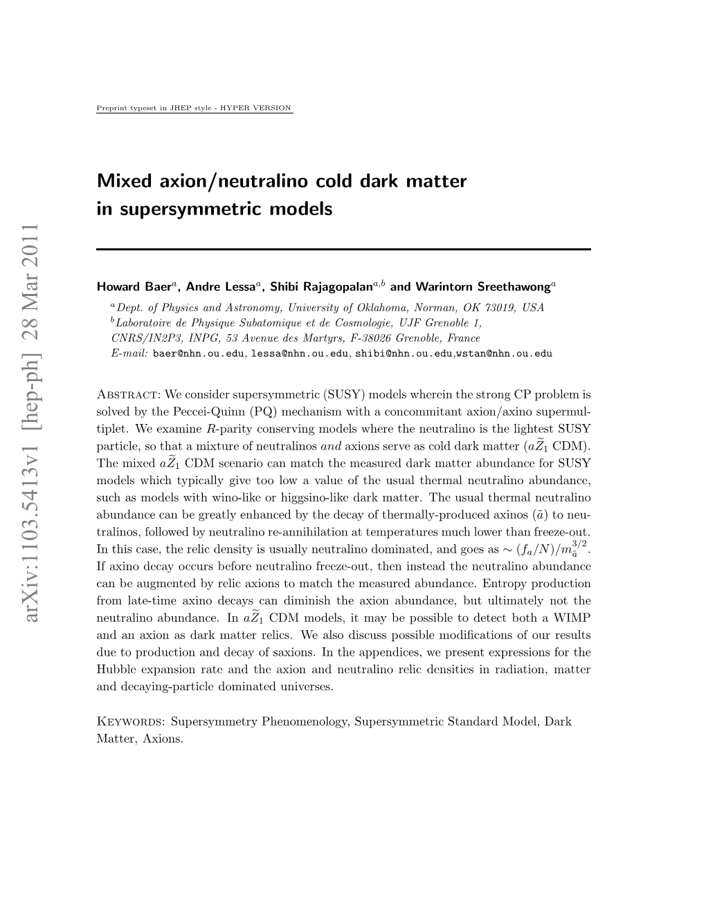 Mixed Axion/Neutralino Cold Dark Matter in Supersymmetric Models