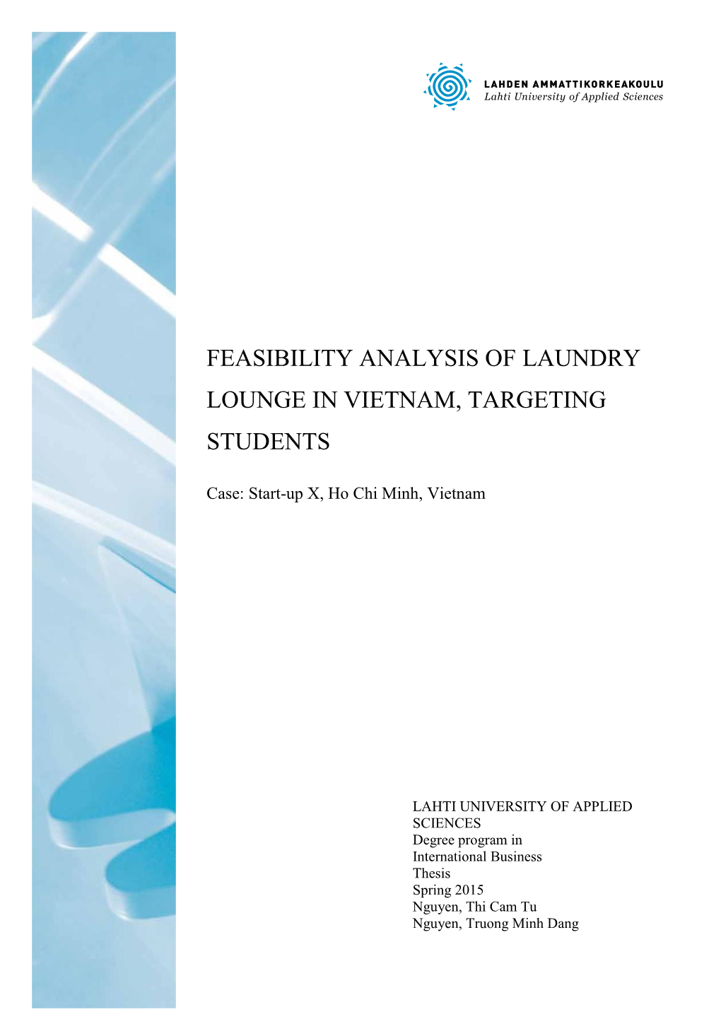 Feasibility Analysis of Laundry Lounge in Vietnam, Targeting Students
