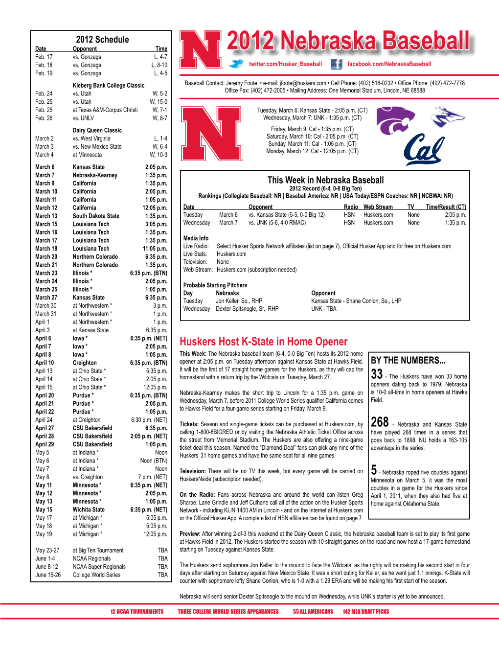 2012 Nebraska Baseball Feb