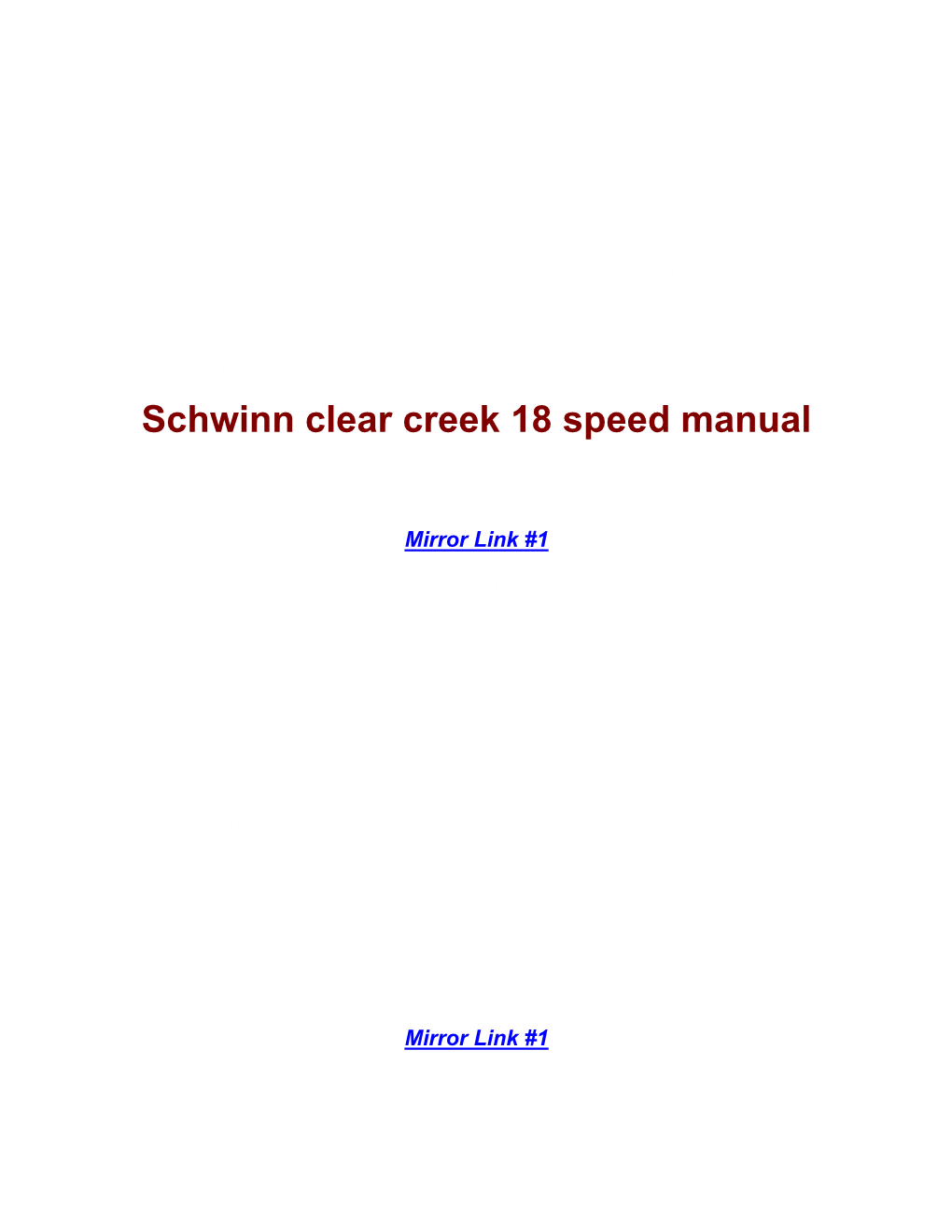 Schwinn Clear Creek 18 Speed Manual