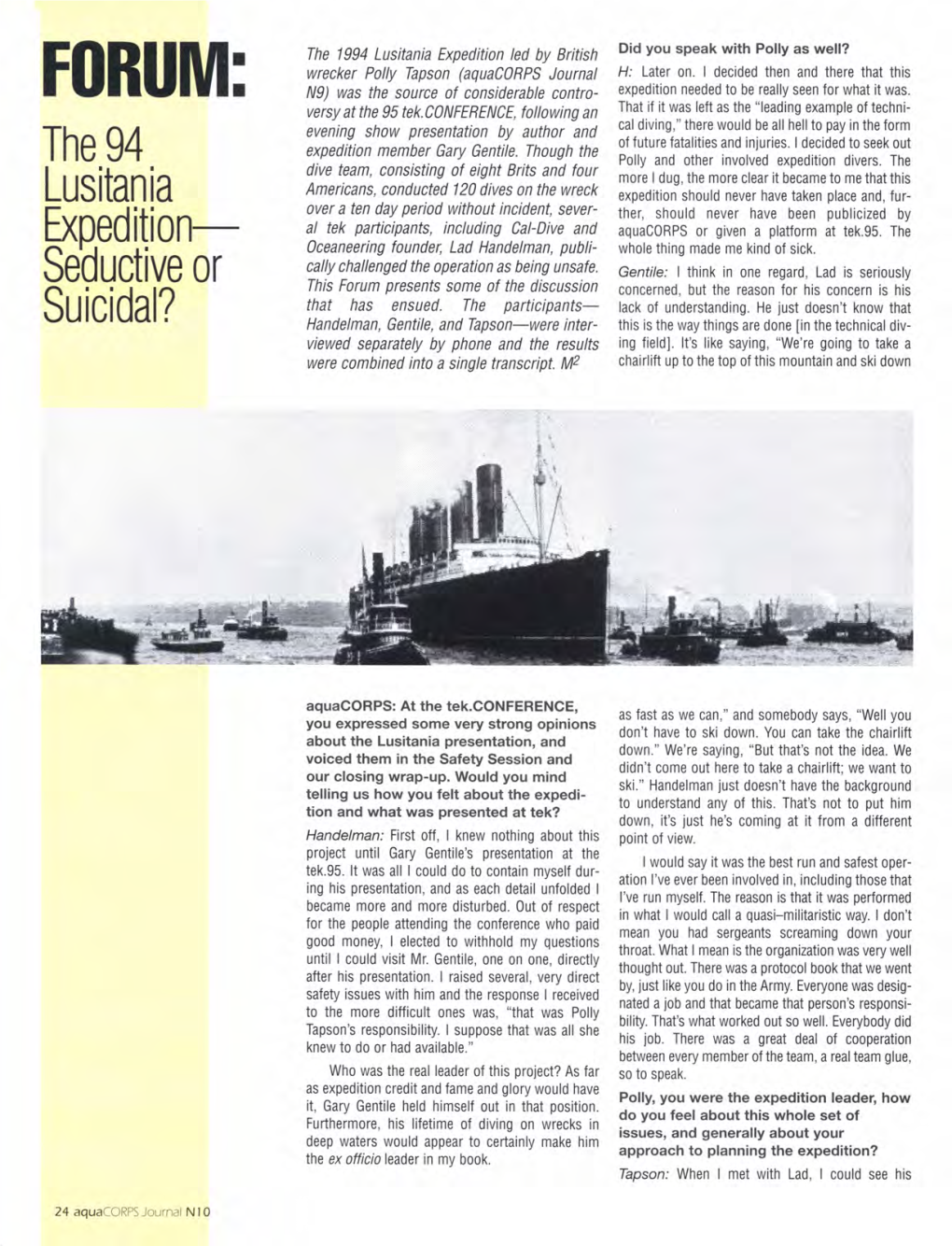 The 94 Lusitania Expedition— Seductive Or Suicidal?