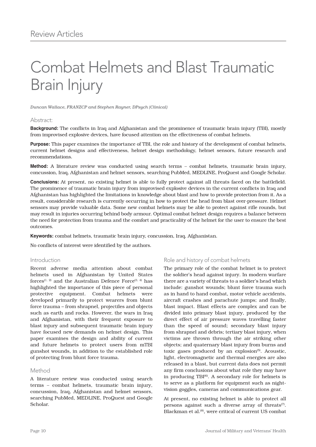 Combat Helmets and Blast Traumatic Brain Injury