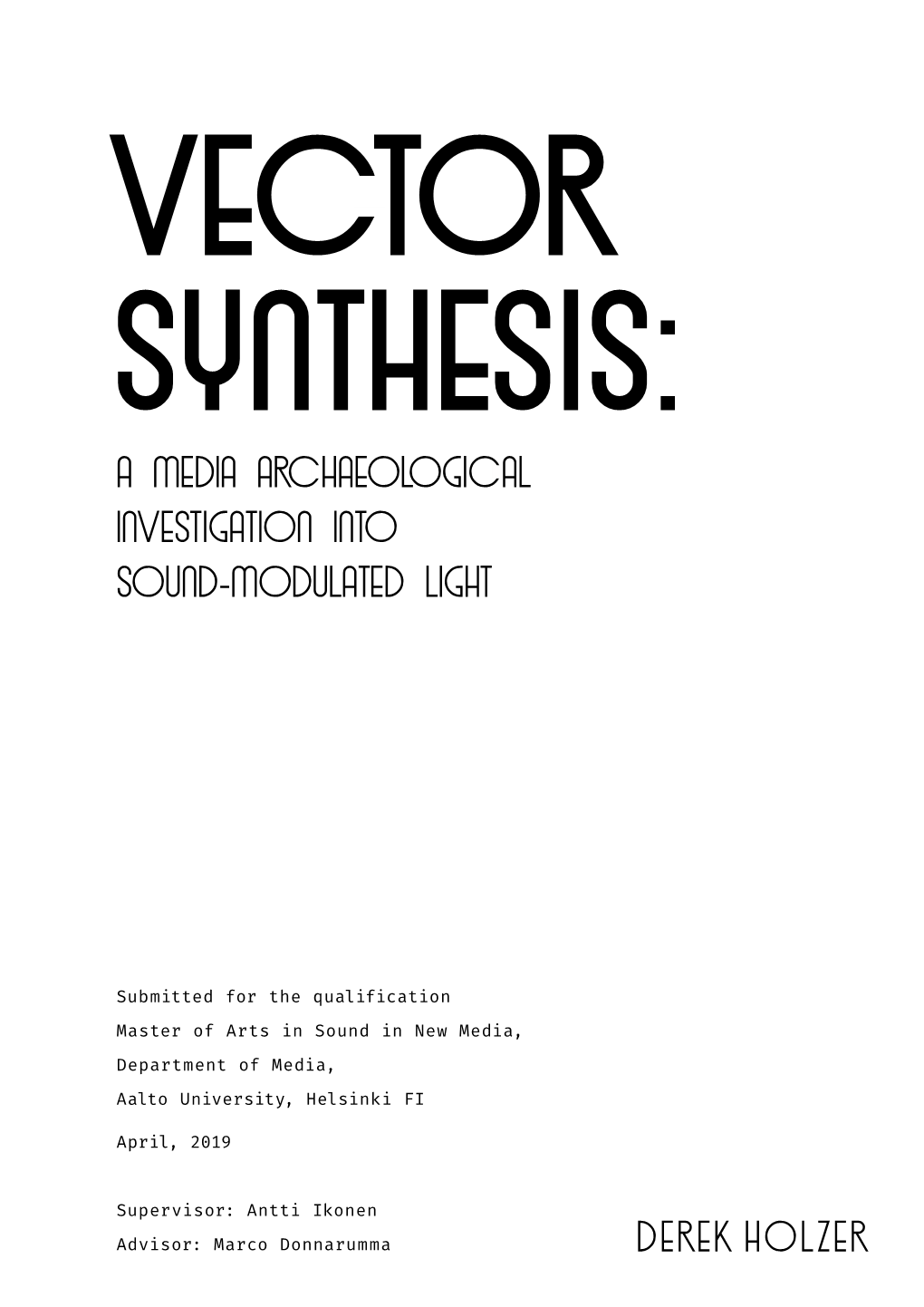 Vector Synthesis: a Media Archaeological Investigation Into Sound-Modulated Light