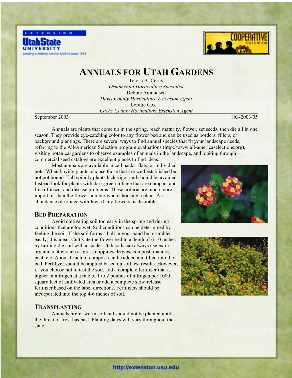 ANNUALS for UTAH GARDENS Teresa A