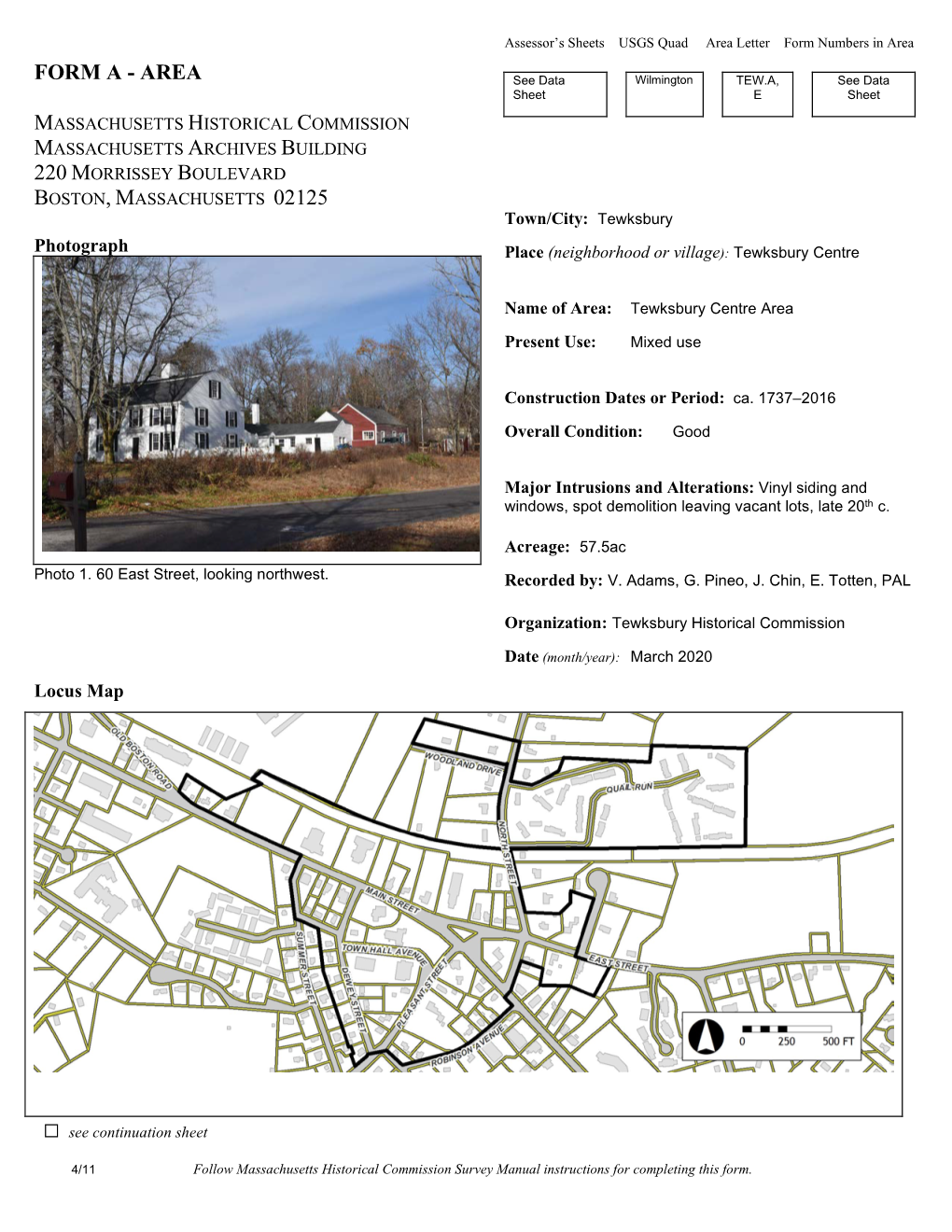 FORM a - AREA See Data Wilmington TEW.A, See Data Sheet E Sheet