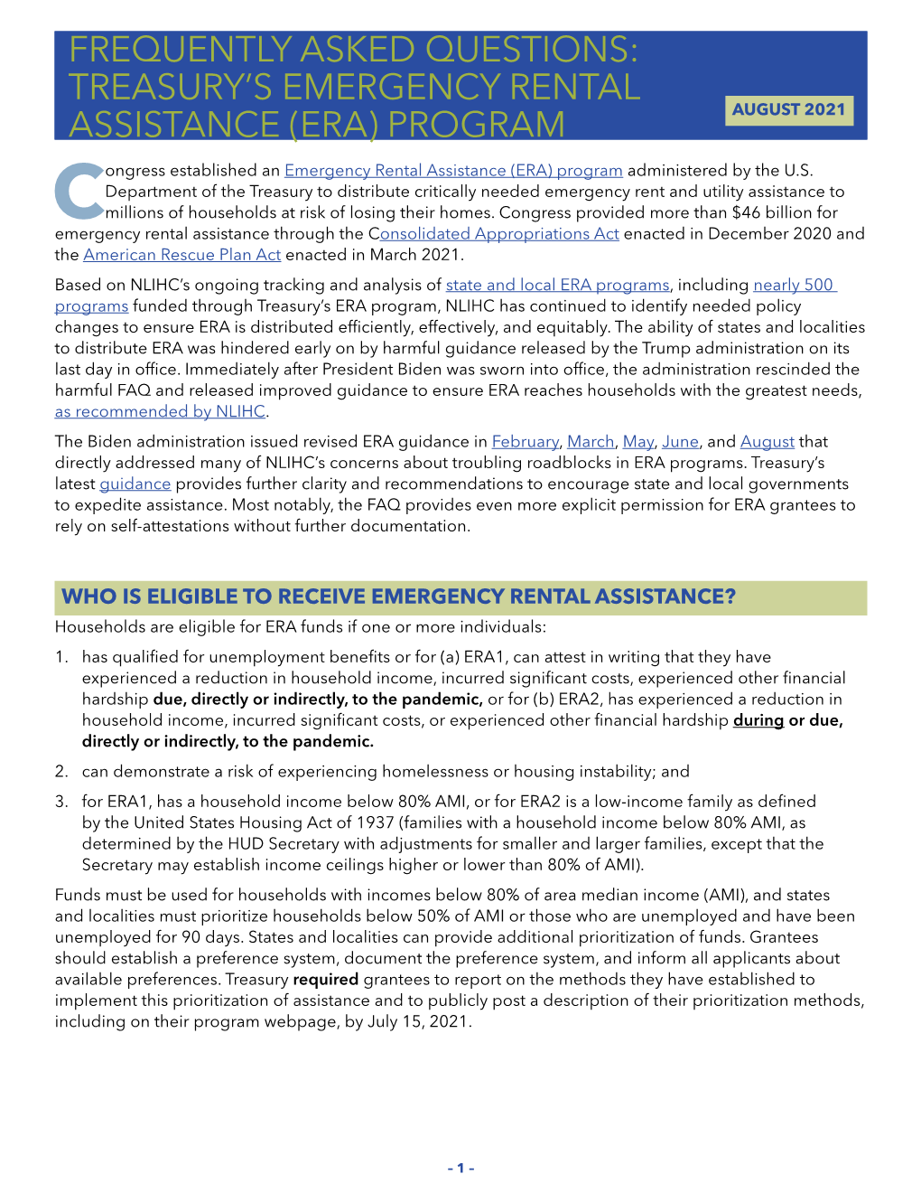 Treasury's Emergency Rental Assistance