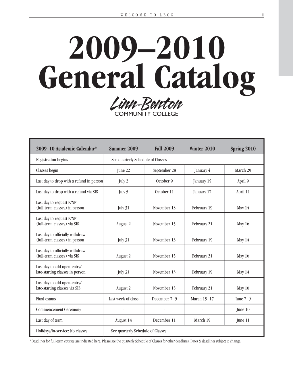 2009–2010 General Catalog