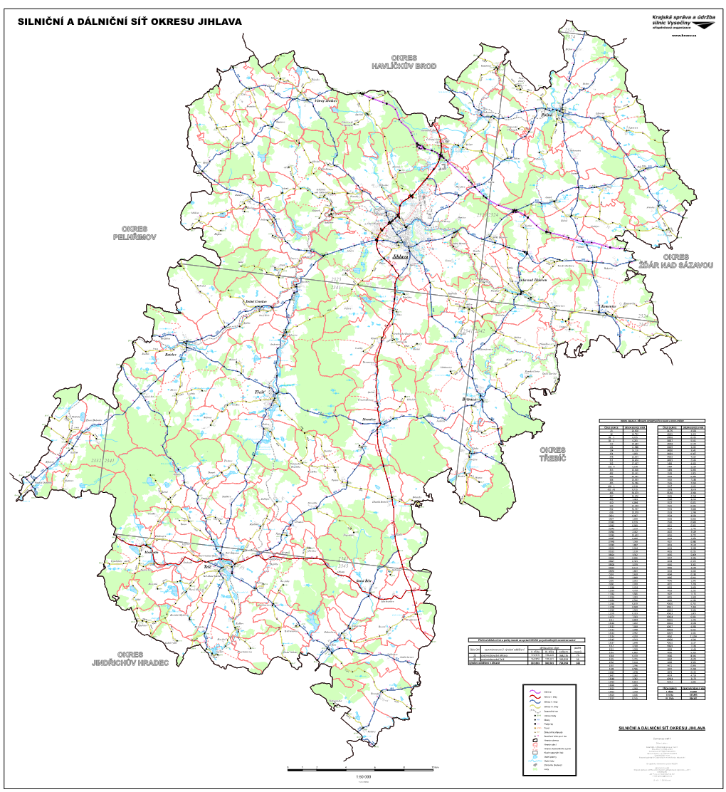 Silniční a Dálniční Síť Okresu Jihlava 2322 B001 2324 23