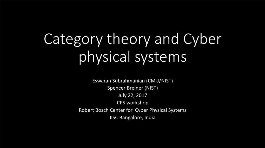 Category Theory and Cyber Physical Systems