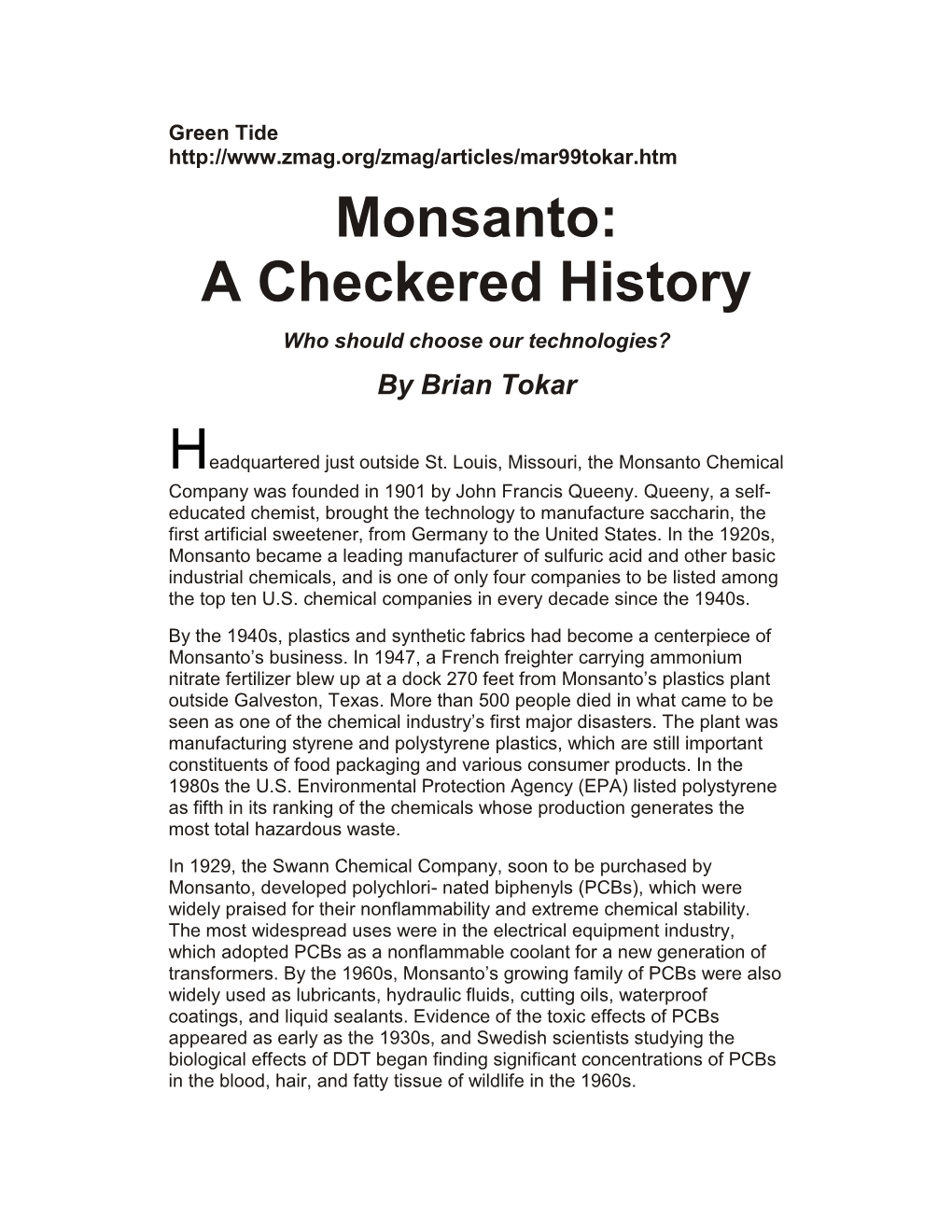 Green Tide Monsanto