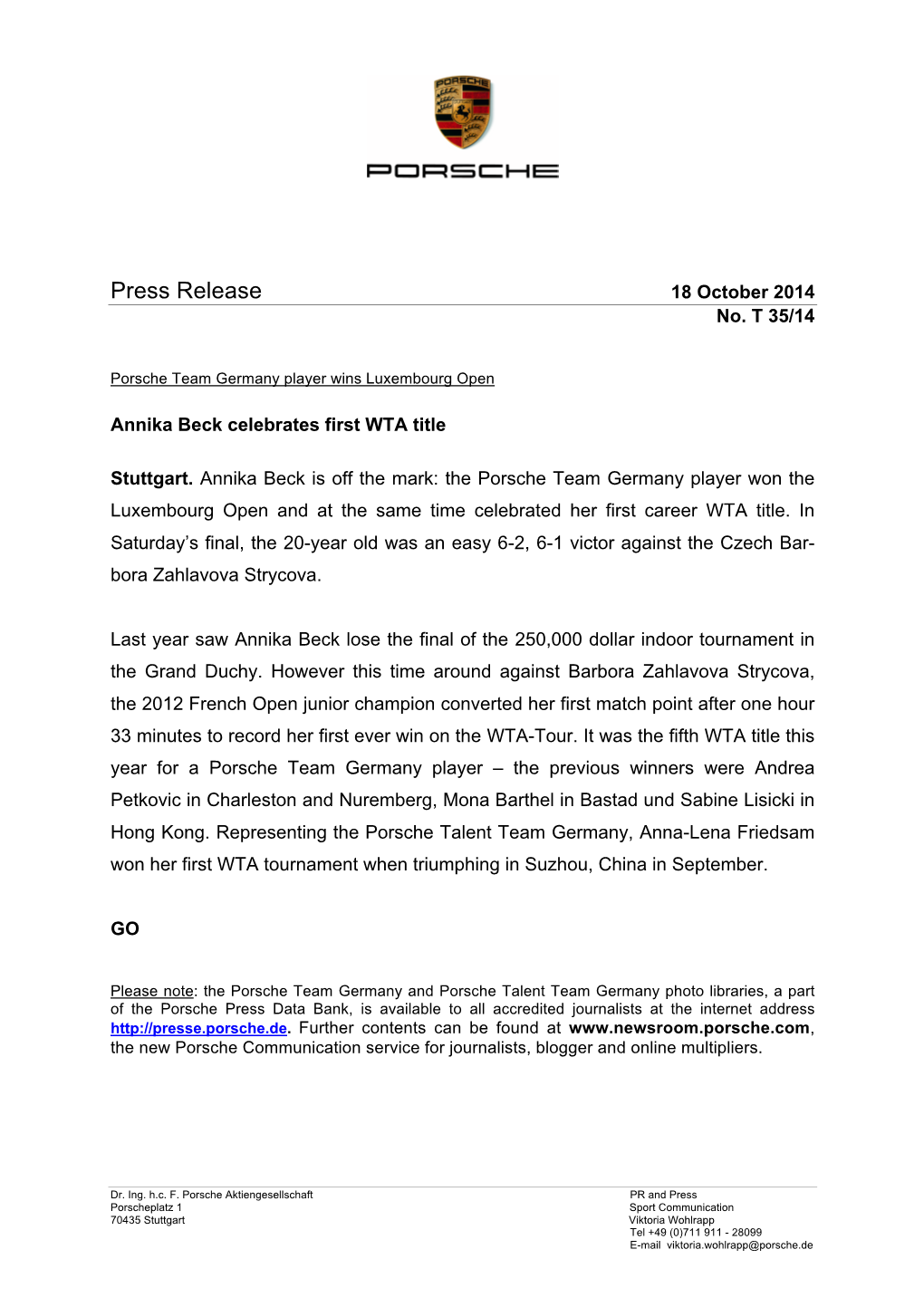 Press Release 18 October 2014 No