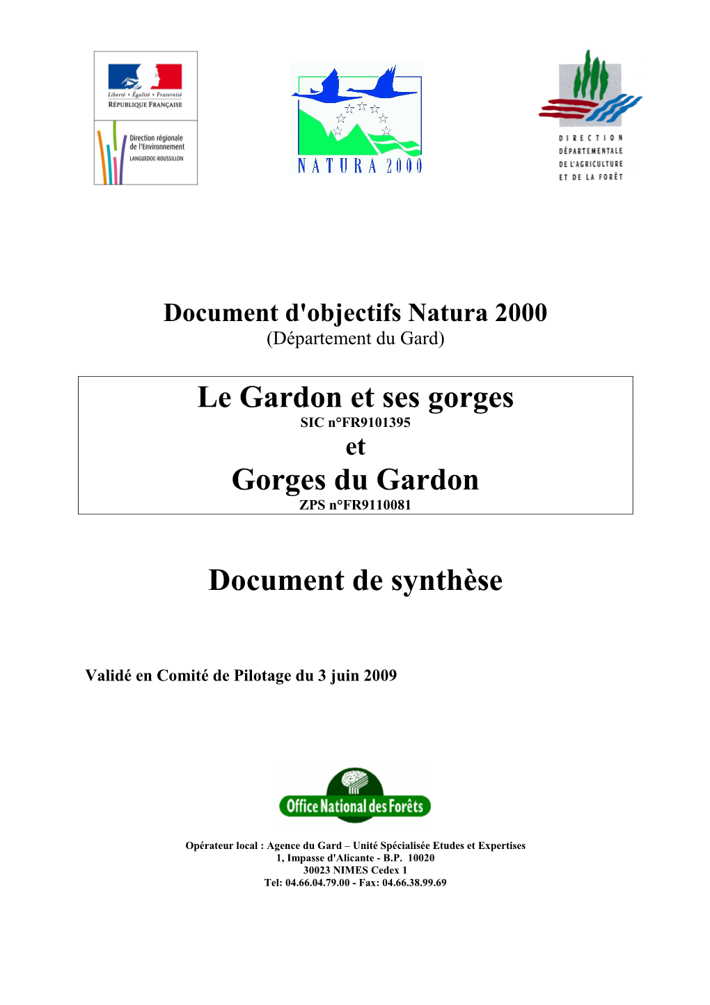 Document D'objectifs Natura 2000 "Les Gorges Du Gardon"