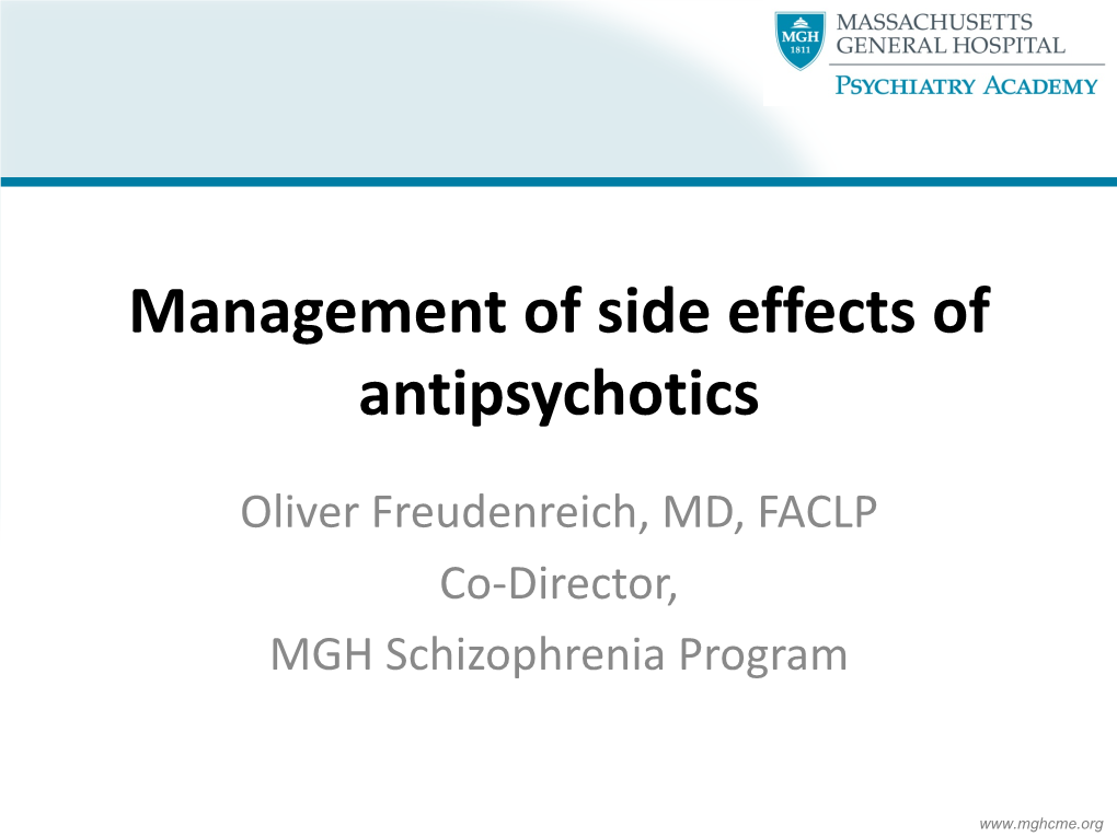 Management of Side Effects of Antipsychotics