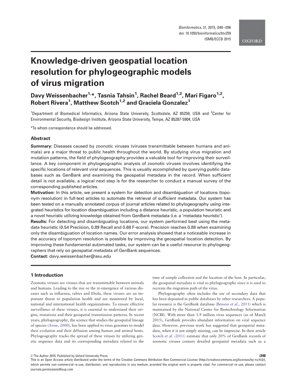 Knowledge-Driven Geospatial Location Resolution for Phylogeographic