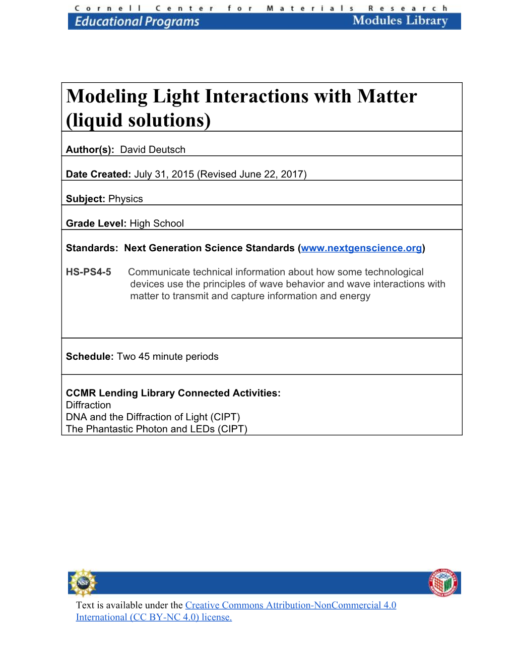 Modeling Light Interactions with Matter (Liquid Solutions)