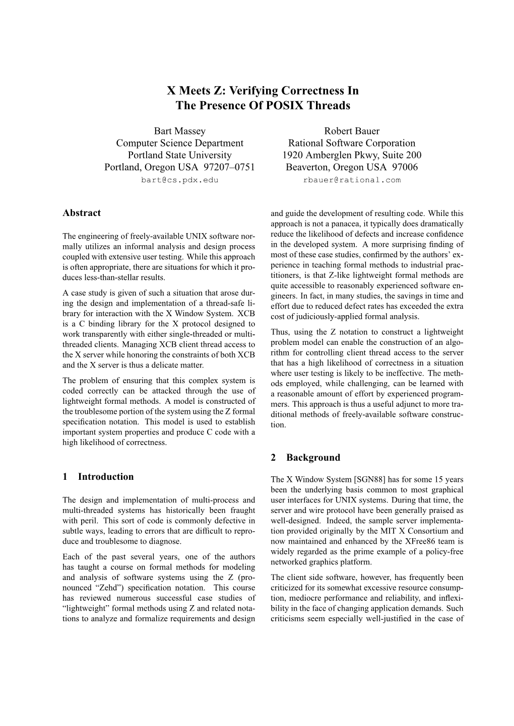 X Meets Z: Verifying Correctness in the Presence of POSIX Threads