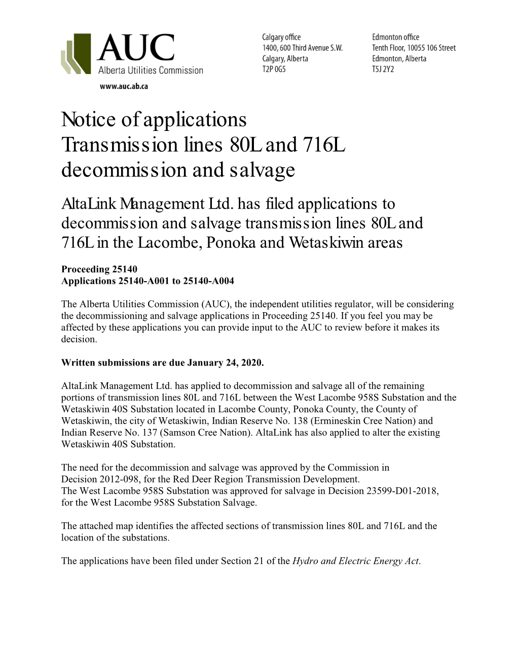 25140 Applications 25140-A001 to 25140-A004