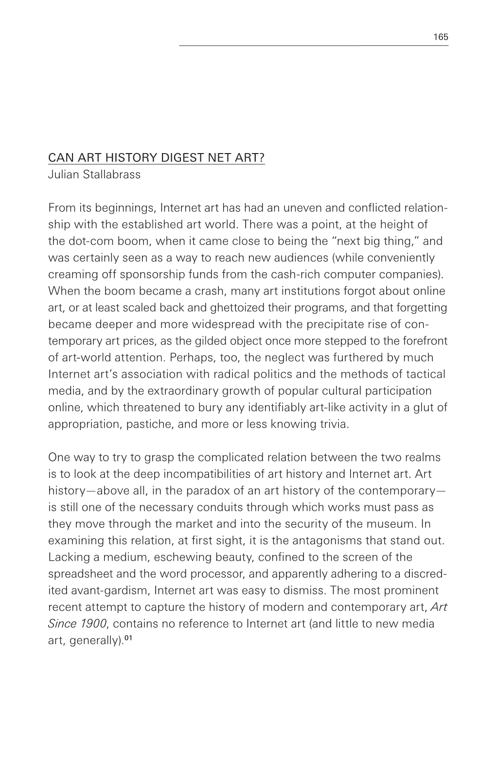 CAN ART HISTORY DIGEST NET ART? Julian Stallabrass from Its