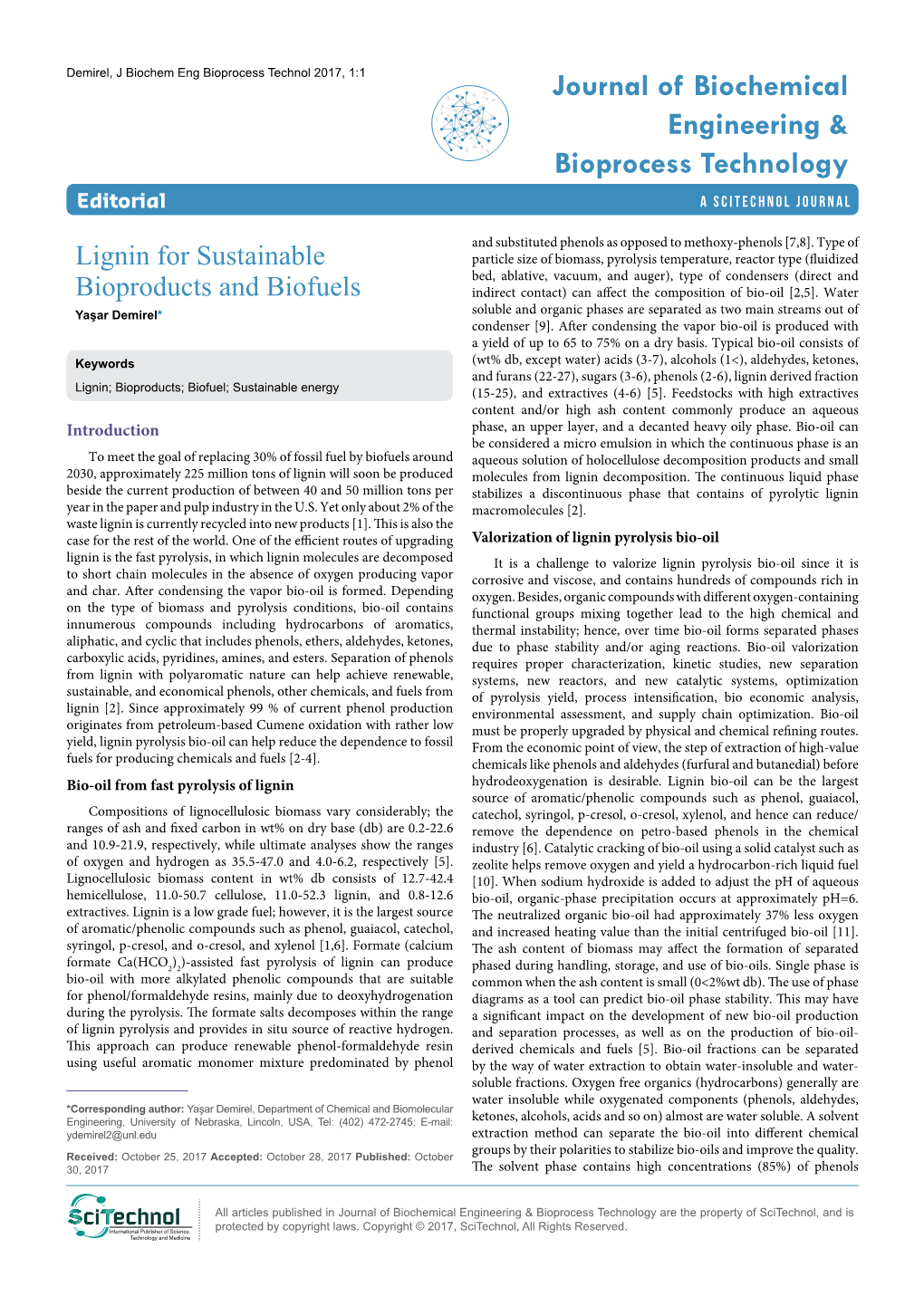 Lignin for Sustainable Bioproducts and Biofuels