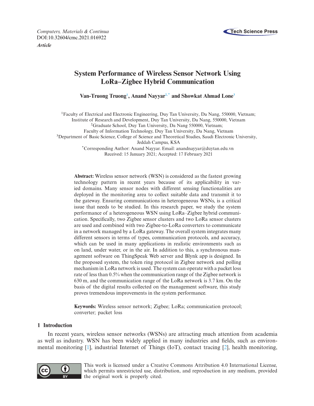 System Performance of Wireless Sensor Network Using Lora…