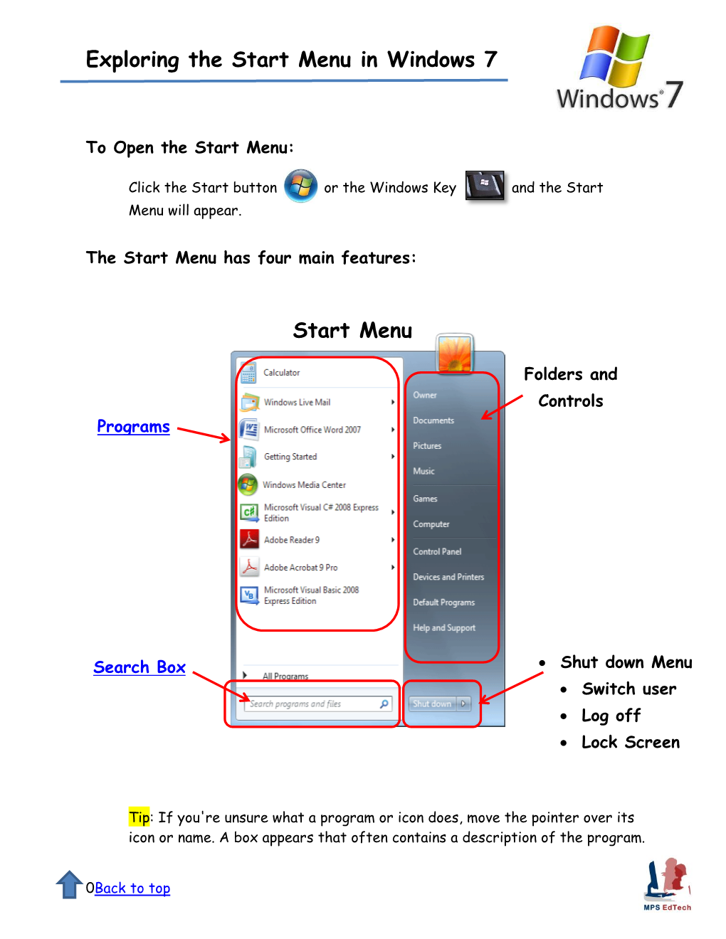 Exploring the Start Menu in Windows 7