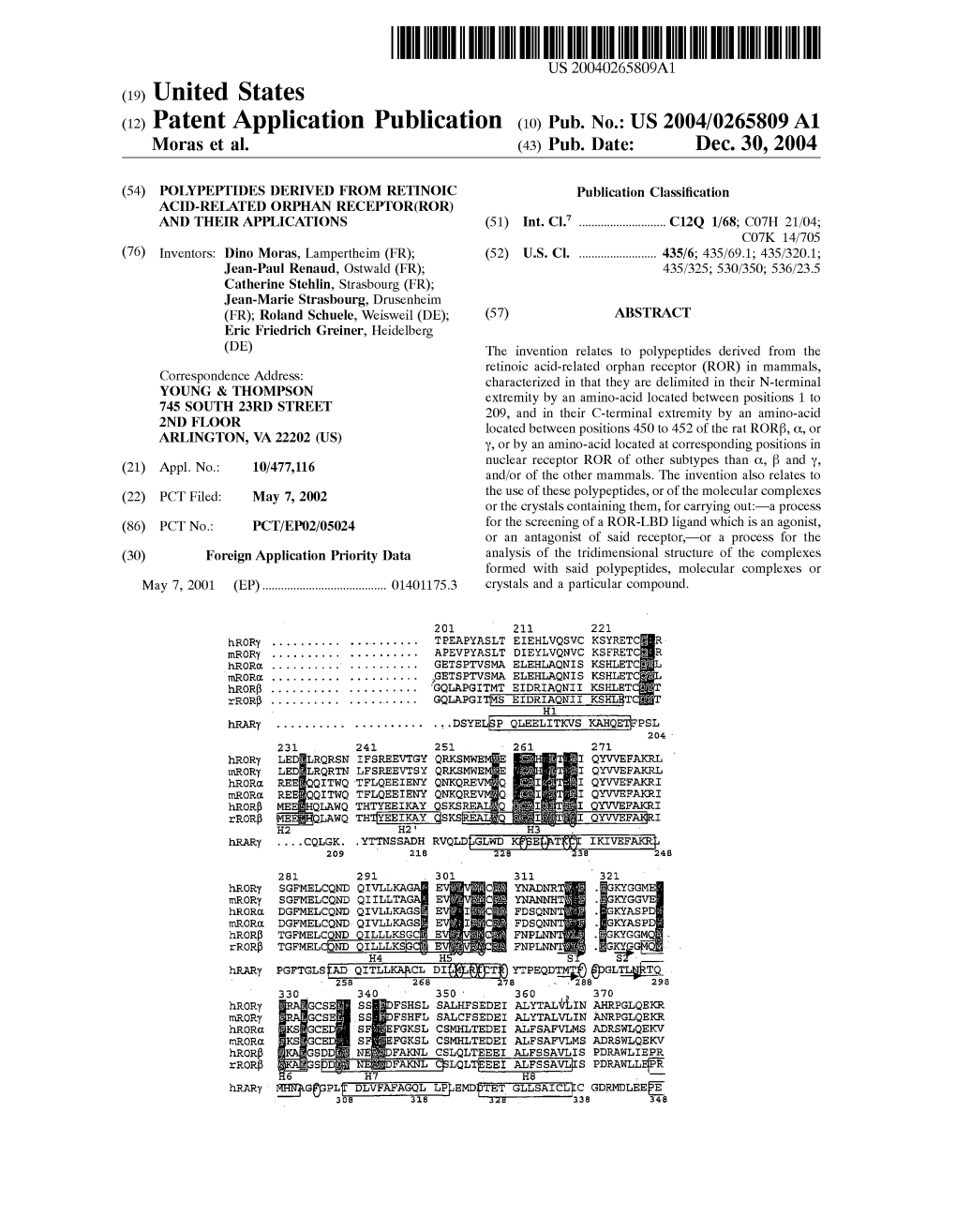 (12) Patent Application Publication (10) Pub. No.: US 2004/0265809 A1 M0ras Et Al