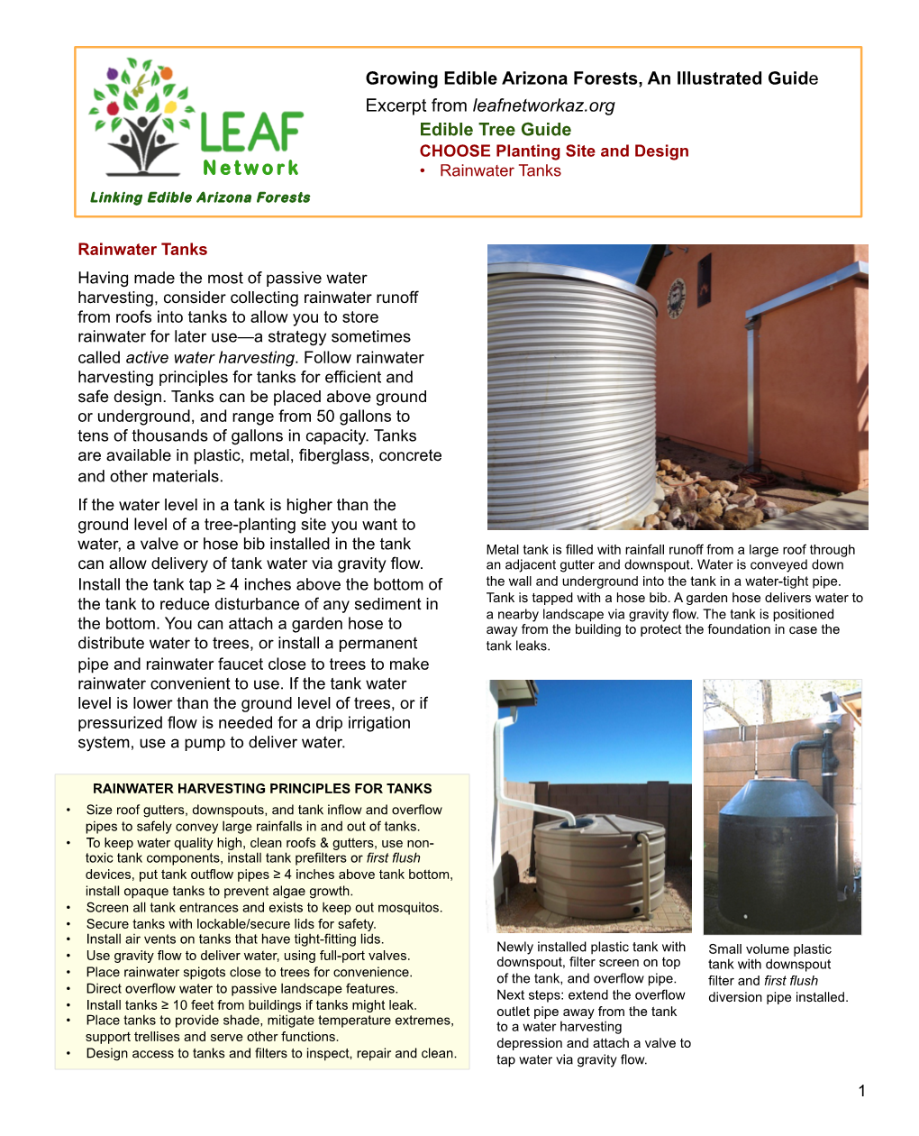 A PDF of Harvest Water in Rainwater Tanks