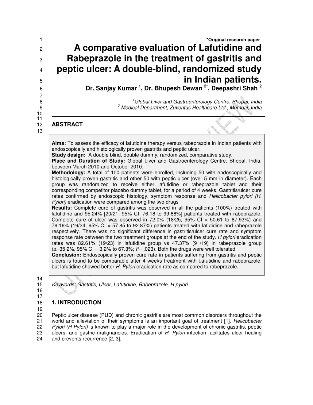 A Comparative Evaluation of Lafutidine and 2 Rabeprazole in The