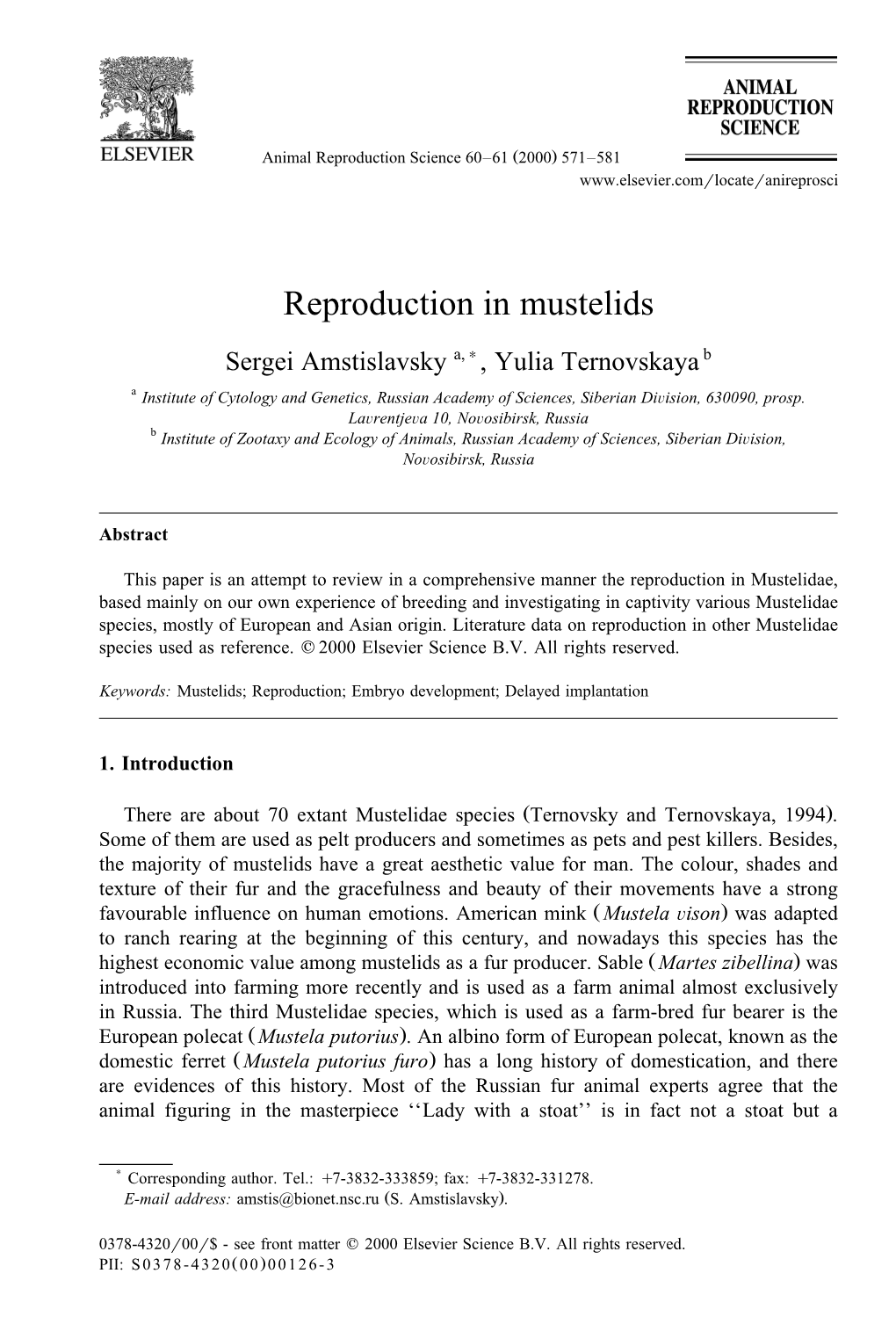 Reproduction in Mustelids