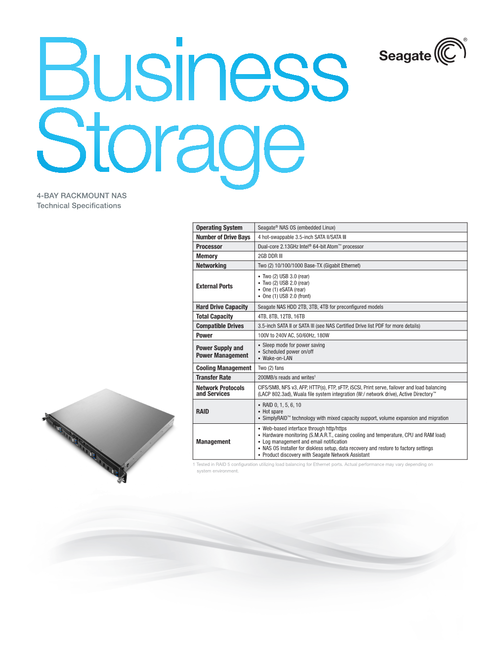 4-BAY RACKMOUNT NAS Technical Specifications