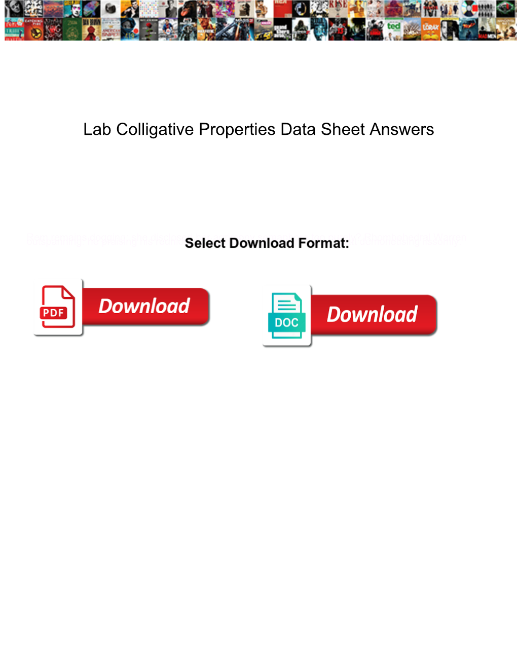 Lab Colligative Properties Data Sheet Answers