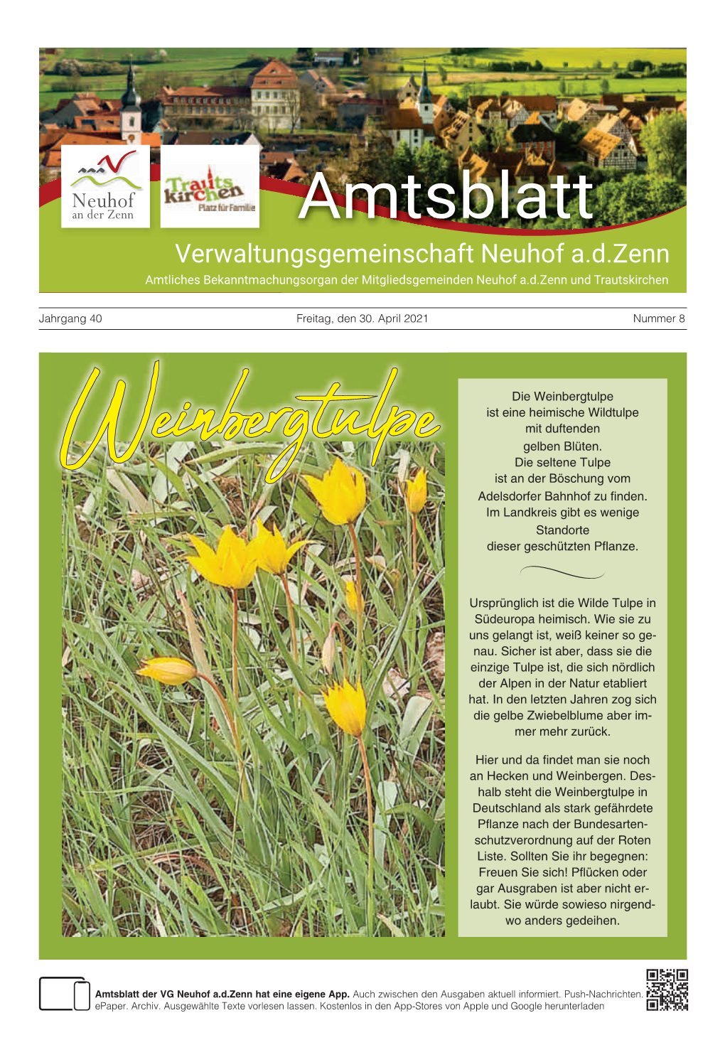 Amtsblatt Verwaltungsgemeinschaft Neuhof A.D.Zenn Amtliches Bekanntmachungsorgan Der Mitgliedsgemeinden Neuhof A.D.Zenn Und Trautskirchen