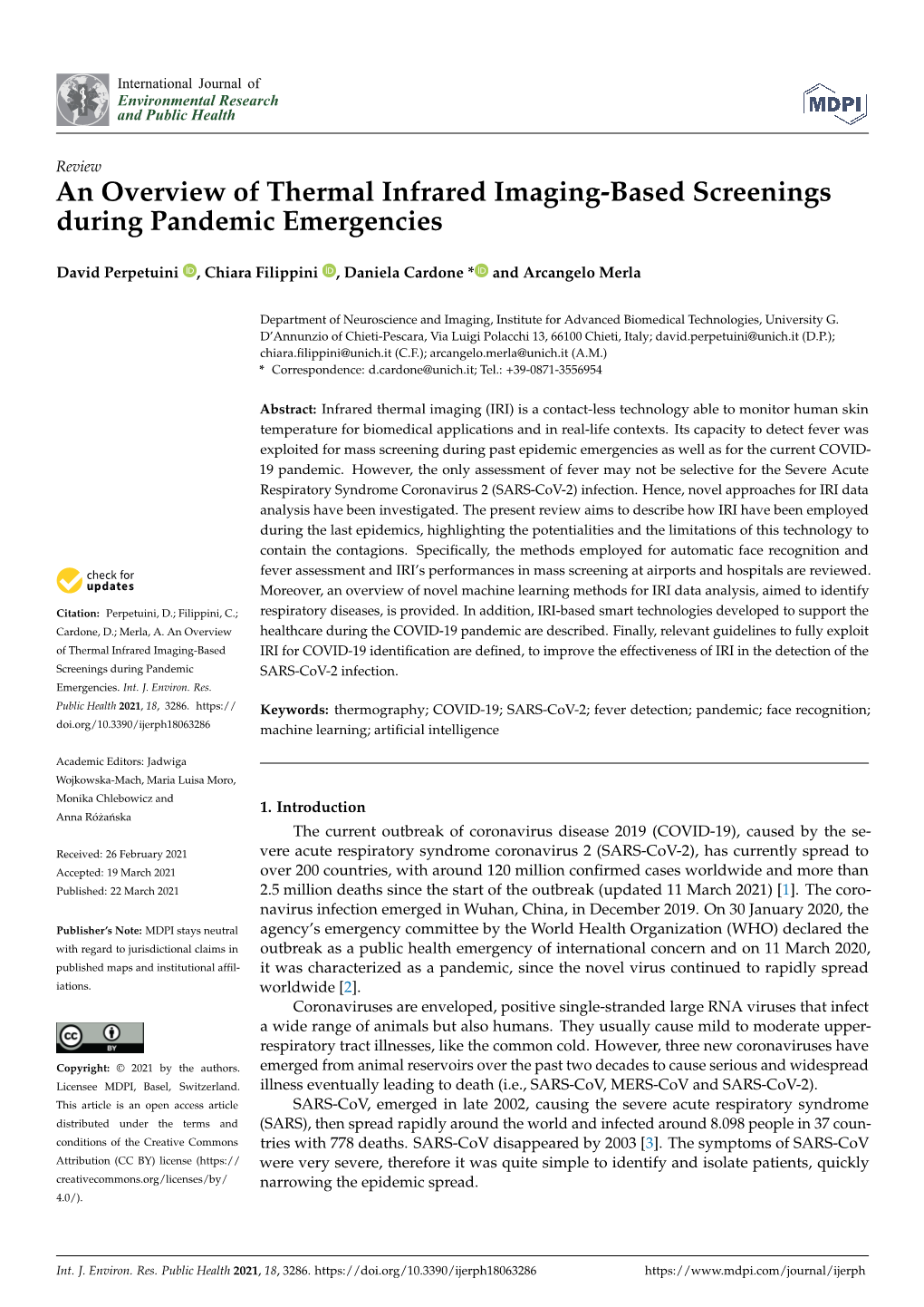 An Overview of Thermal Infrared Imaging-Based Screenings During Pandemic Emergencies